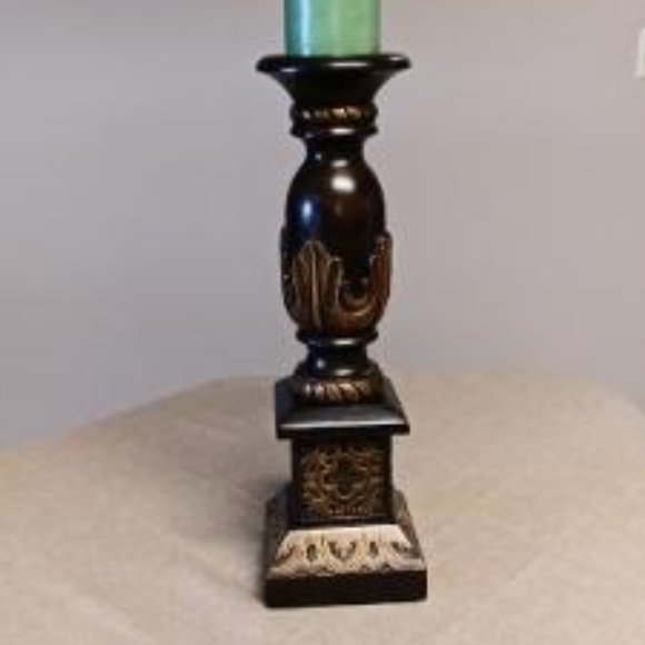Decorative Carved Wood Candle Holder - Picture 3 of 3
